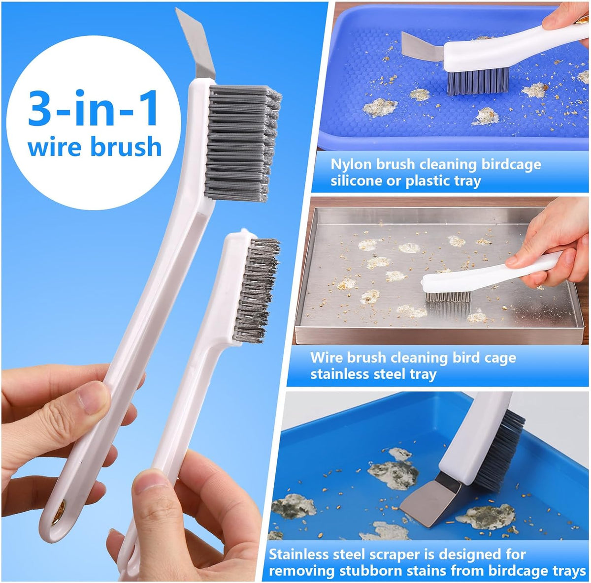 XANGNIER Bird Cage Cleaner Brush Kit Accessories,4 Pcs