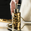 Gets Ceramic Soap Dispenser Gold Round Hammered Finish Refillable Pump