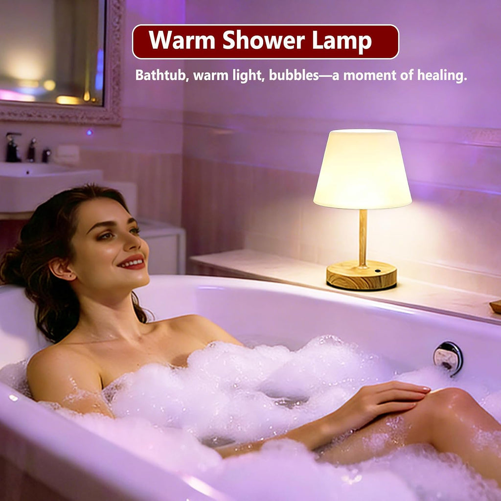 DOLADY Shower Lamp, 4000mAh Battery Rechargeable Table Lamp (Metallic Wood)