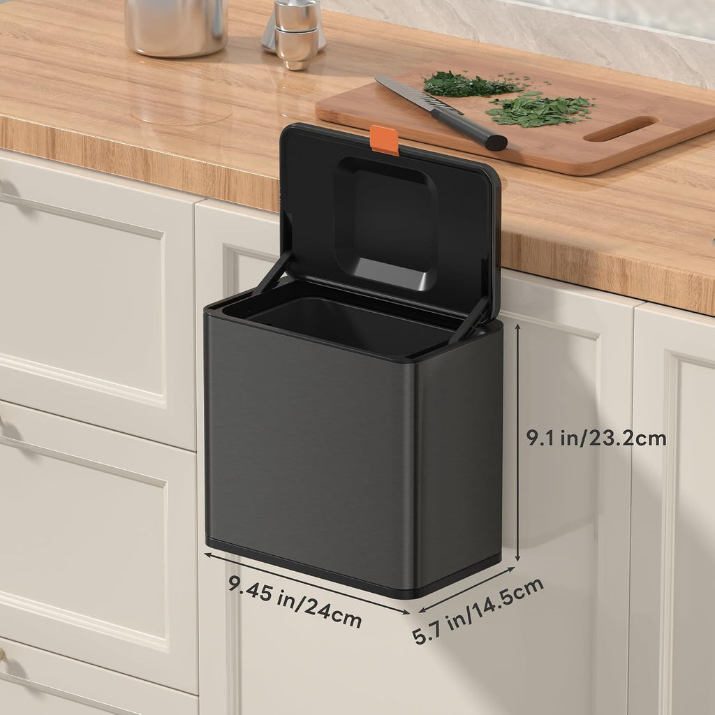Mbillion 1.05 Gal Brushed Black Hanging Stainless Steel Compost Bin