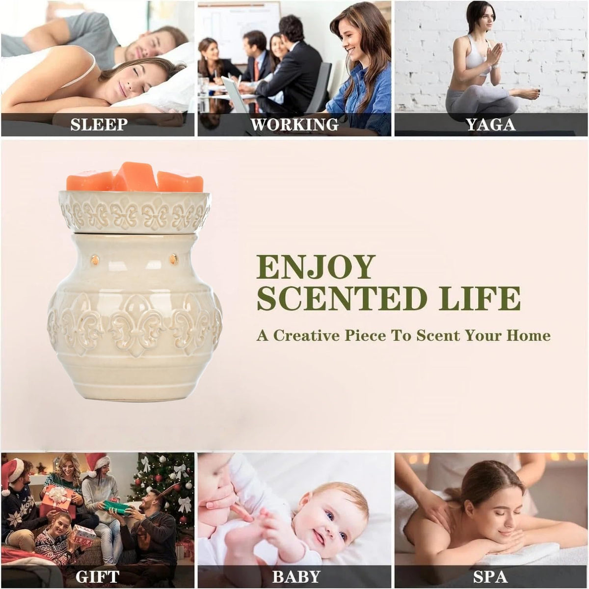 ASAWASA Ceramic Electric Wax Warmer Night lamp
