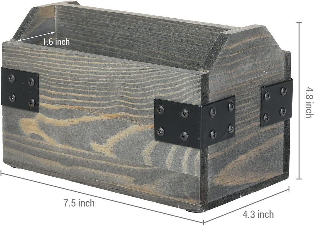 MyGift Remote Control Organizer Caddy, 2-Compartment Gray Wood & Metal