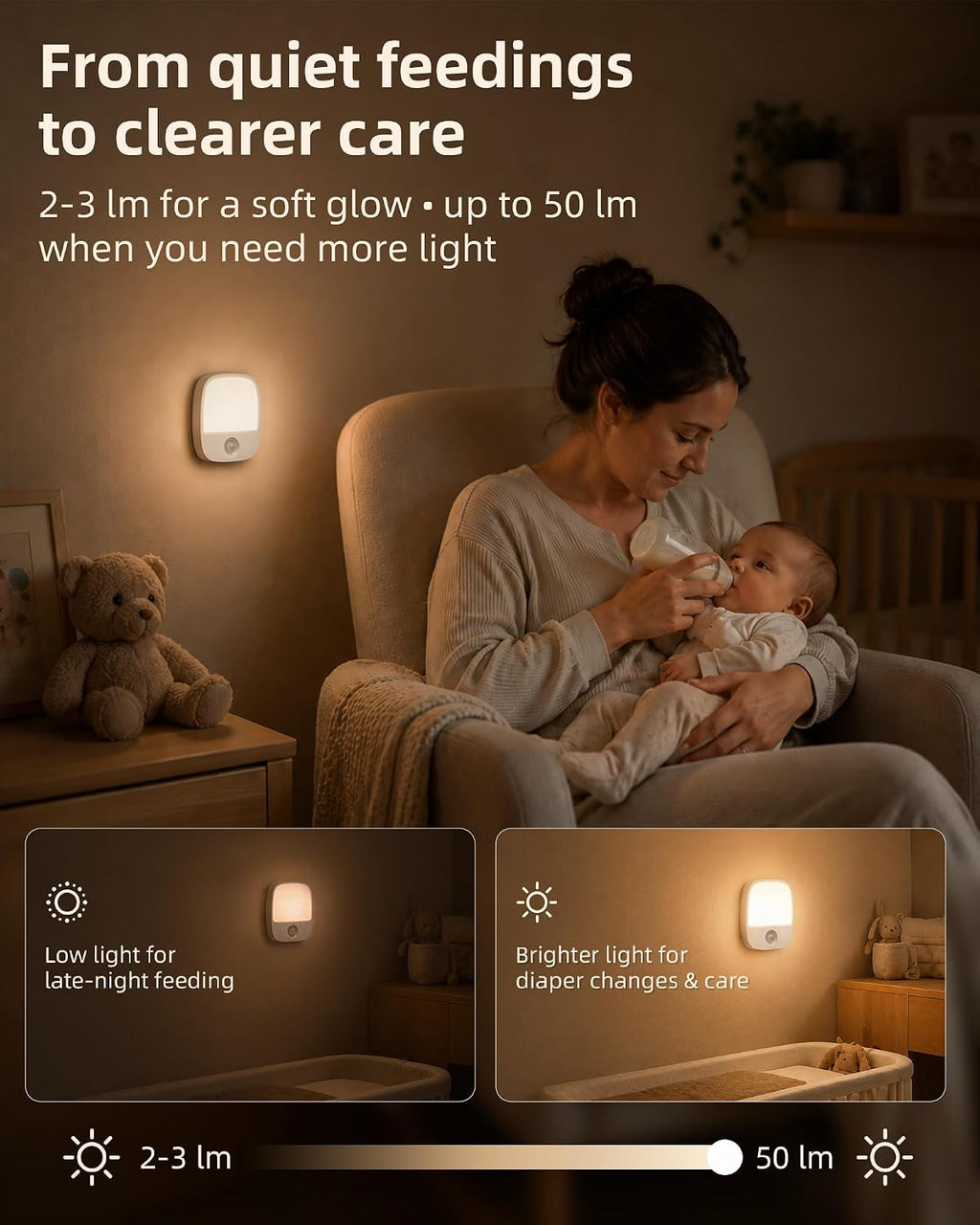 EZVALO Rechargeable Motion Sensor Night Light, Magnetic Stick-On LED Light with 3 Color Temperatures, Dimming & Memory, Portable Cordless Light for Closet, Bedroom, Hallway, Stairs, Bathroom (1 Pack)