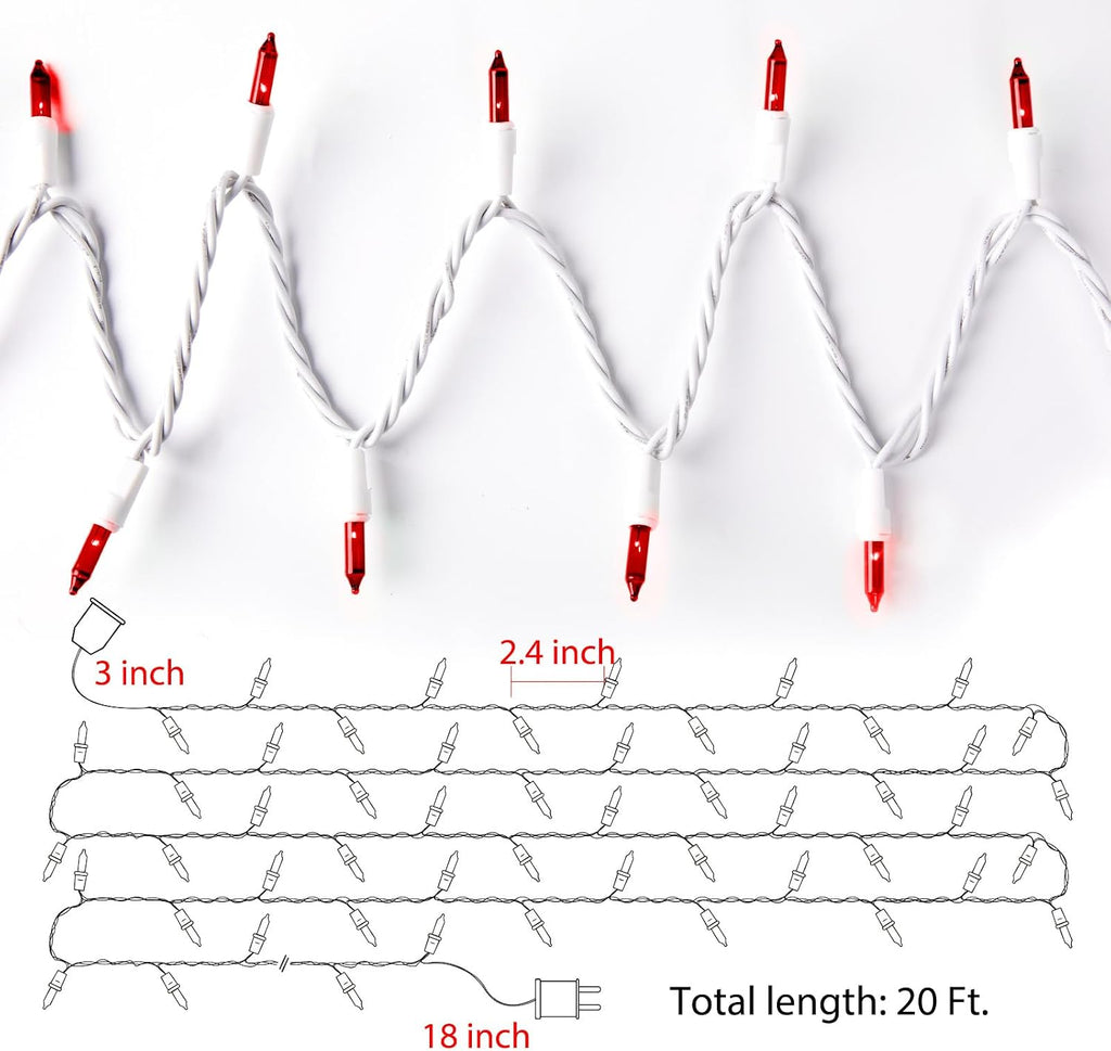 Minetom Clear Christmas Red String Lights 100 Count 20 Feet