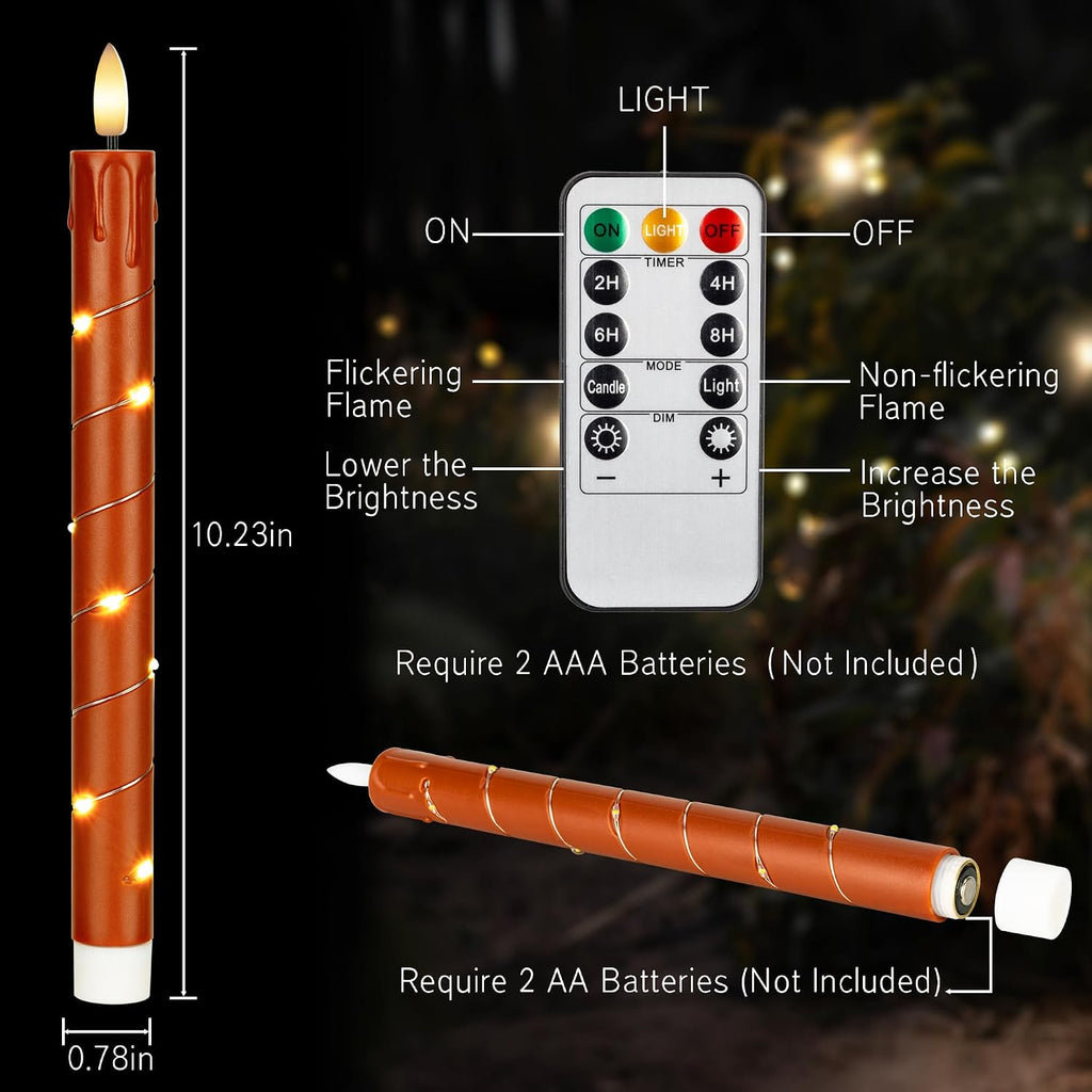 JOIONE Christmas Flameless Taper Candles with Remote，6Pcs Xmas Decor