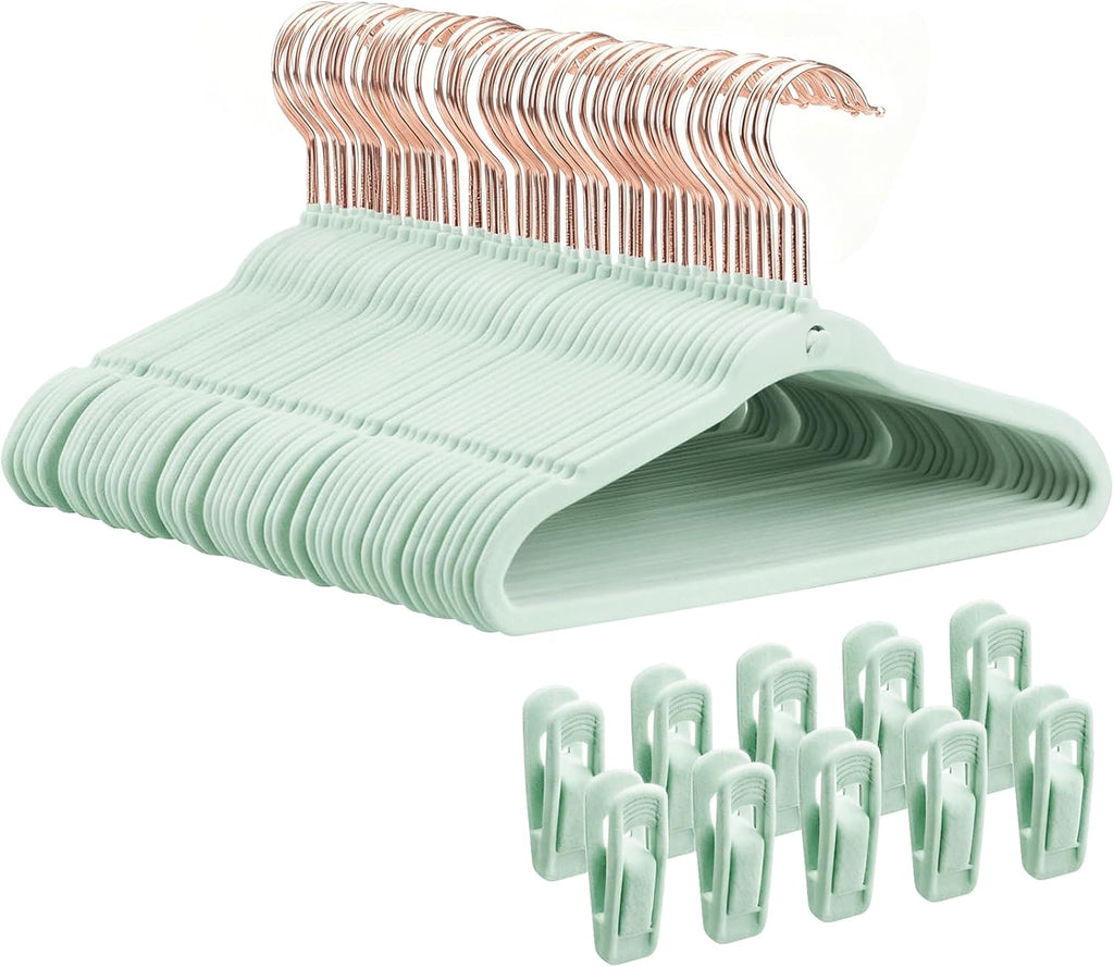 Baby Hangers, Newborn Hangers with Clips, 11 Inch, Green, 50 Pack