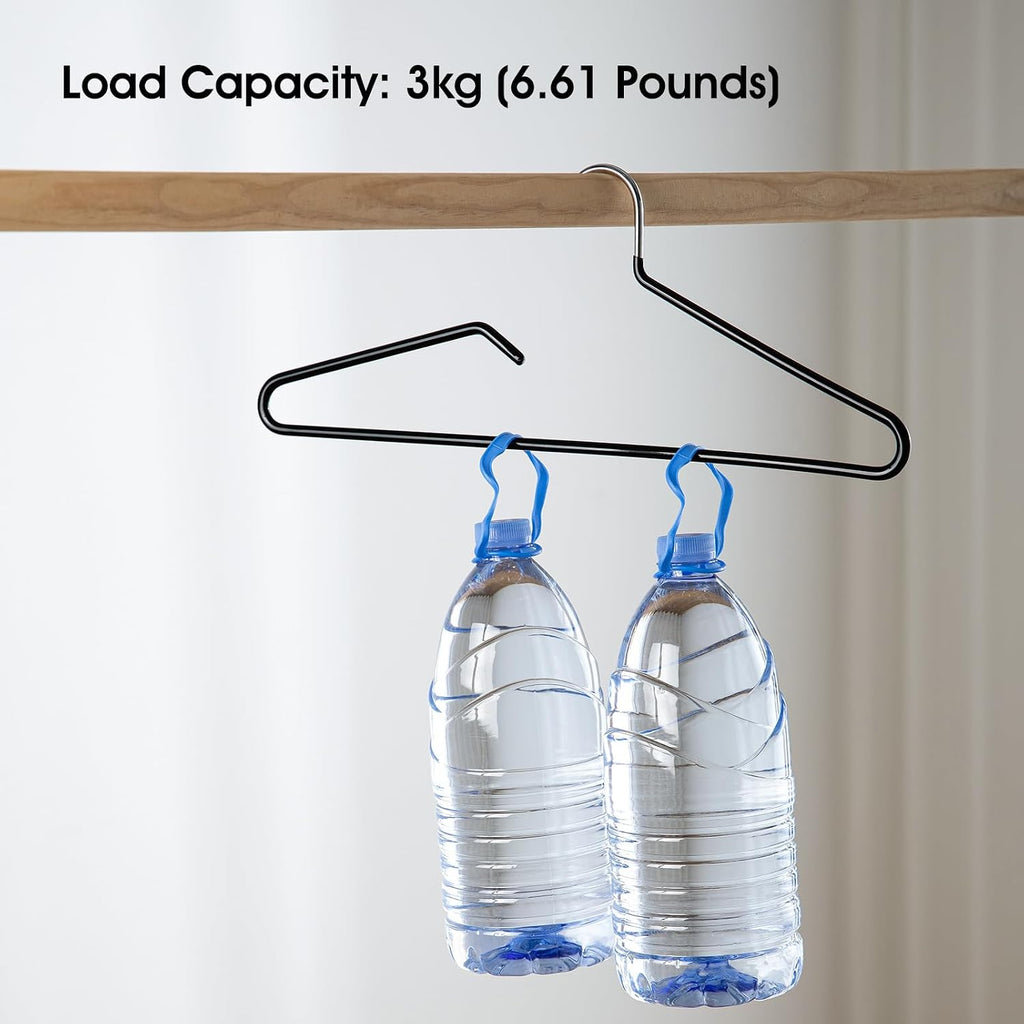 Non-Slip Metal Clothes Hangers - 5 Pack, Space-Saving Short Neck Hangers for T-Shirts, Dresses, Tank Tops, Jackets (Black)