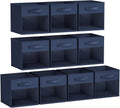 DIMJ Storage Cubes, Cube Storage Bin, 10 Pack Foldable Baskets with Window, Closet Storage Bins with Handle, 11x 11 inch Storage Cubes for Clothes, Toys, Books (Navy Blue)
