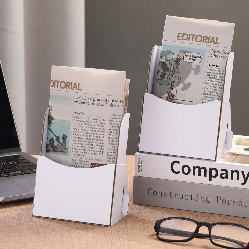 Corrugated Trifold Brochure Holder 4.33 x 5.51 Inch, Rack Card Holder Literature Paper Flyer Display Stand Bookmark Display for Magazine, Pamphlet, Booklets, Menu, Offices,10 Count