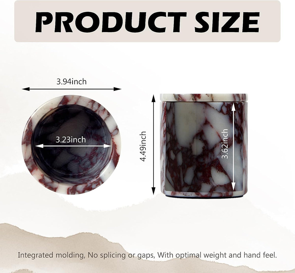 Luxury Natural Calacatta Viola Marble Qtip Holder with Lid – 3.9 Inch Round, Large Capacity Apothecary Jar for Cotton Swabs, Balls, Pads, Floss Picks, Bathroom Vanity Decor & Organizer