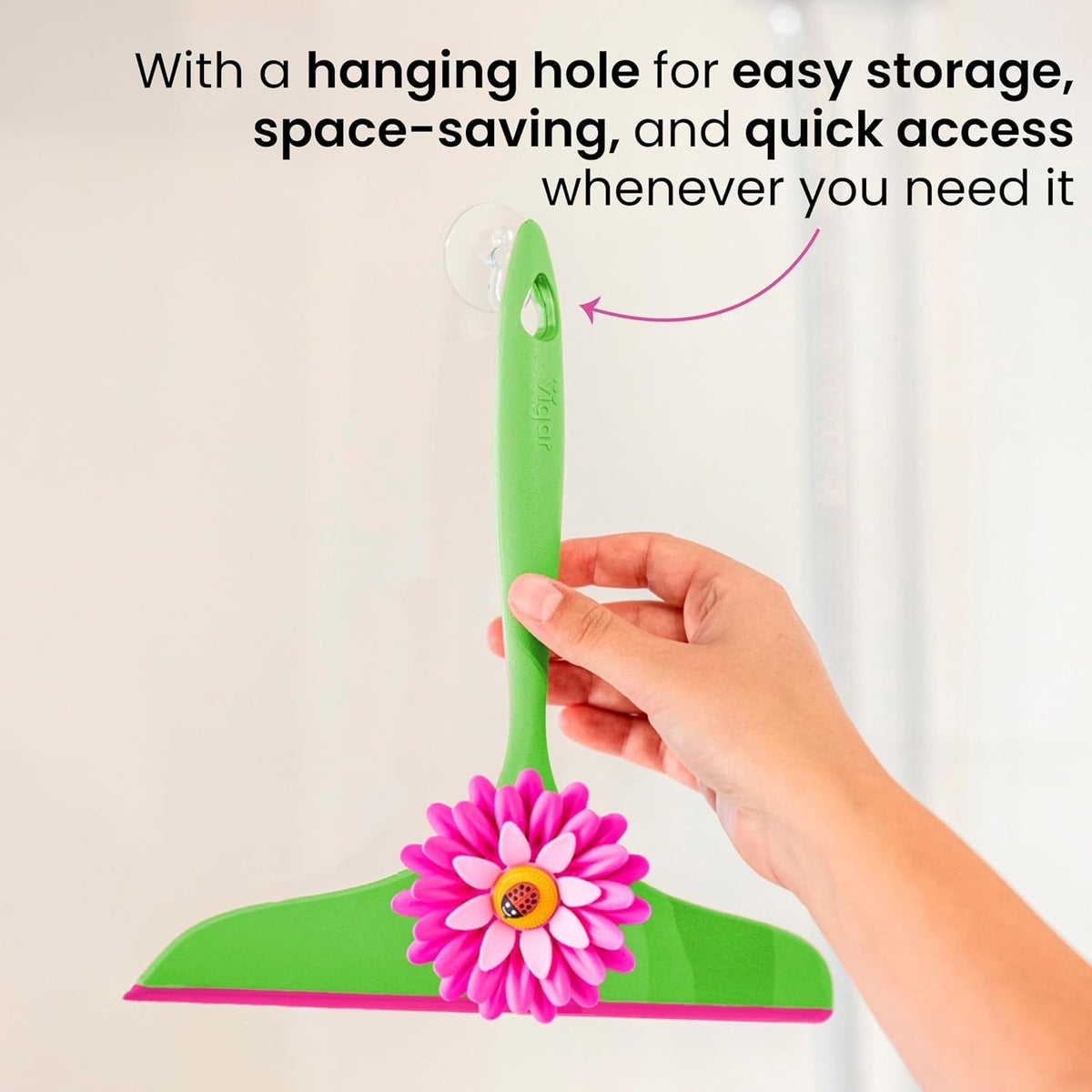 Vigar Flower Power All-Purpose Squeegee, Pink, Green, 9-Inches