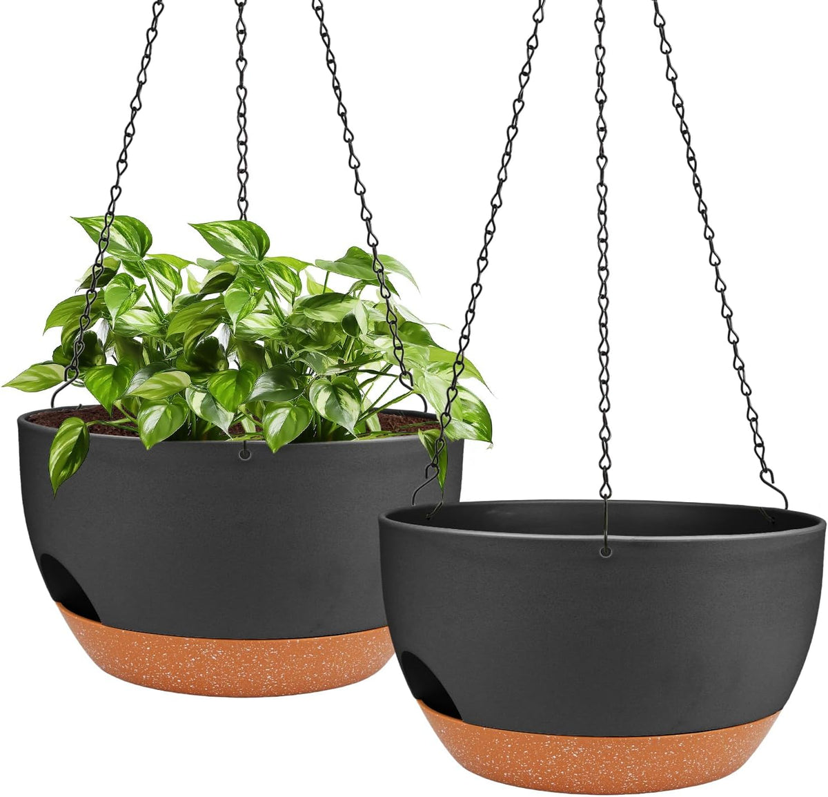 12 Inch Self Watering Hanging Planters with Removable Reservoir, 2 Pack