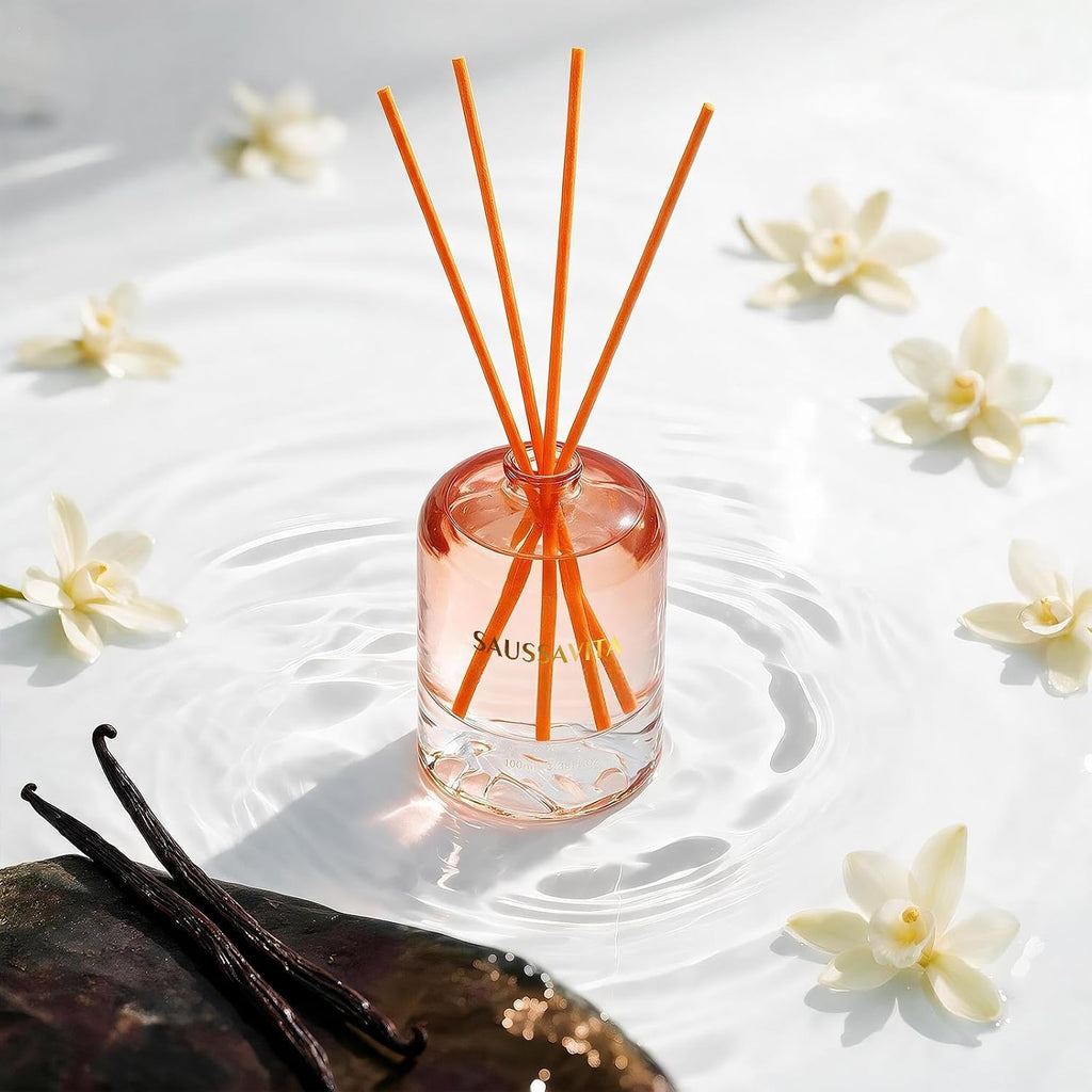 Reed Diffuser Set Volcano Design Vanilla Scent, 3.28 fl.oz Diffuser with Sticks for 60 Days, Home Fragrance Reed Diffuser for Bathroom Shelf Decor & Room Freshener