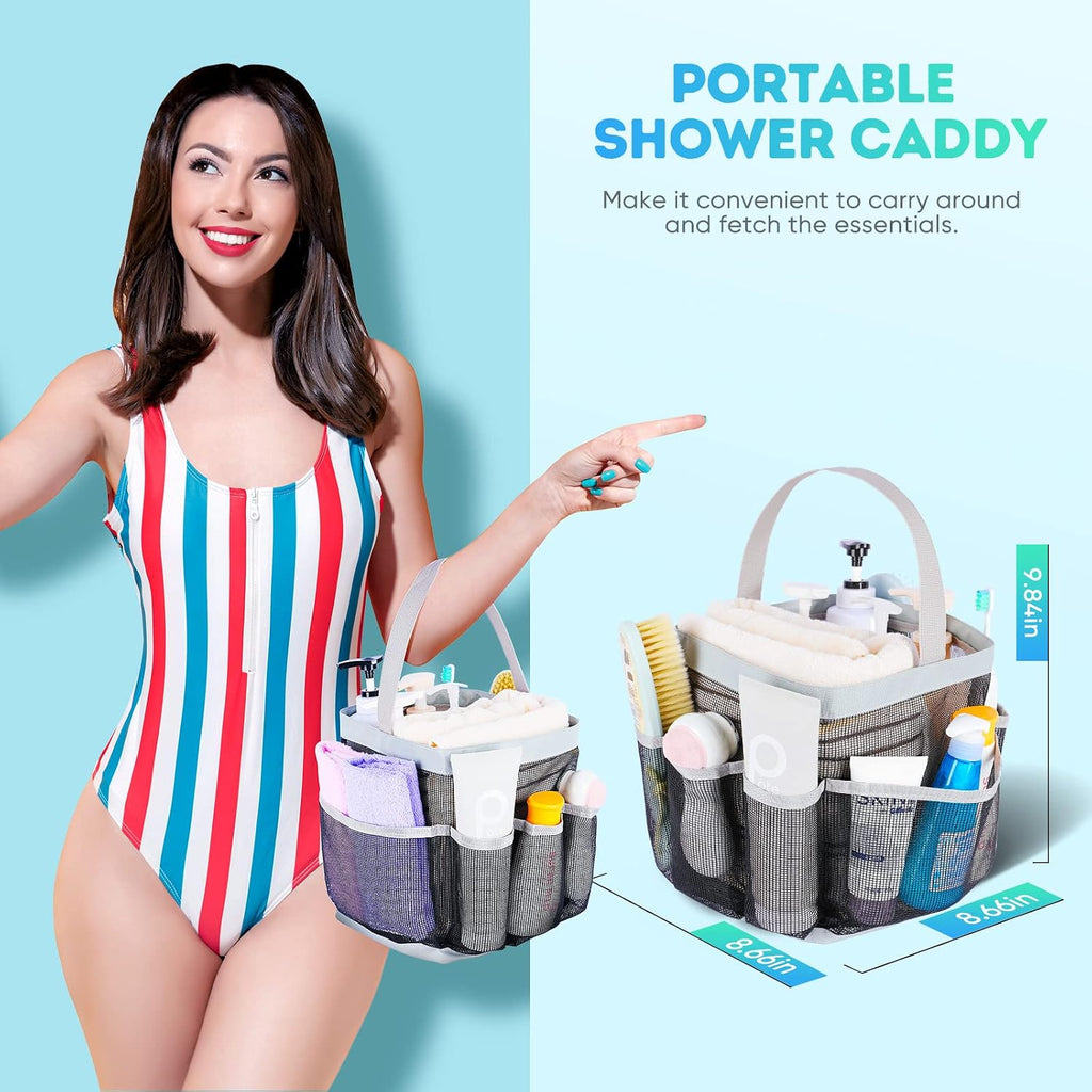 EUDELE 2 Pack Mesh Shower Caddy Portable for College Dorm Room Essentials, Shower Caddy Dorm with 9-Pocket Large Capacity,Shower Bag for Beach,Swimming,Gym