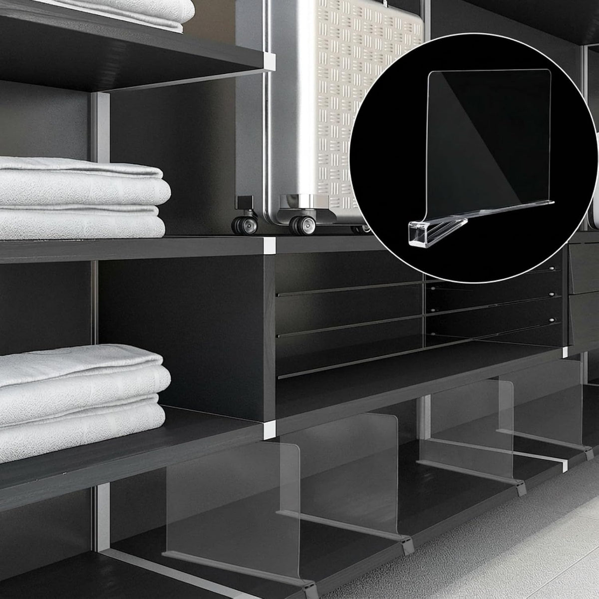 Boao 8 Pcs Shelf Dividers for Closet Organization Acrylic Clear Shelf Divider Purse Organizer Handbag Separator Bookshelf Divider for Closet Bedroom Kitchen Office Cabinet Bathroom