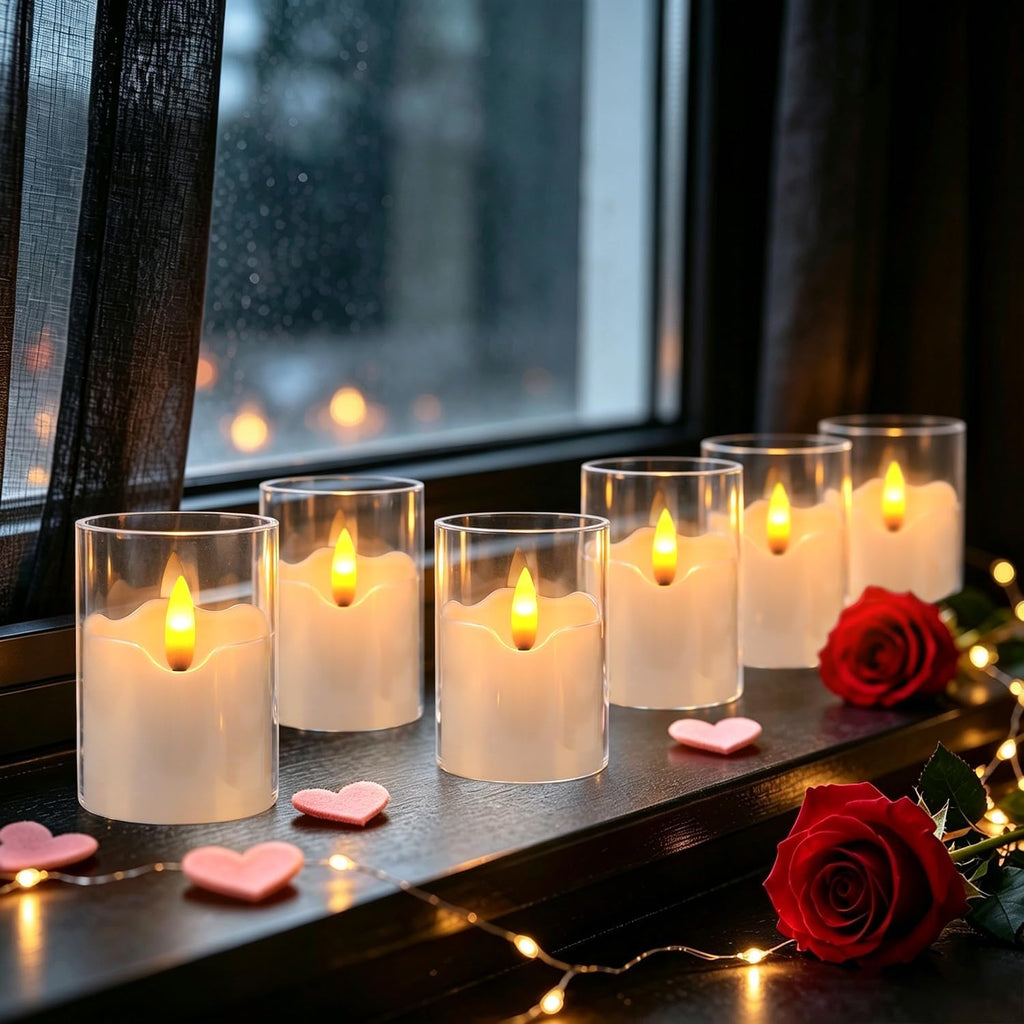 12Pcs Acrylic Flameless LED Tea Lights Candles with Remote Timer