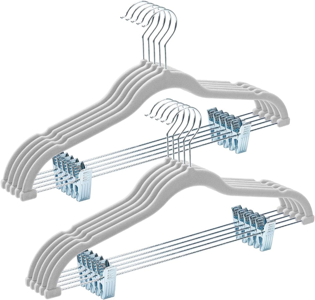 HOUSE DAY Velvet Pant Hangers with Adjudtable Clips 10 Pack, Gray