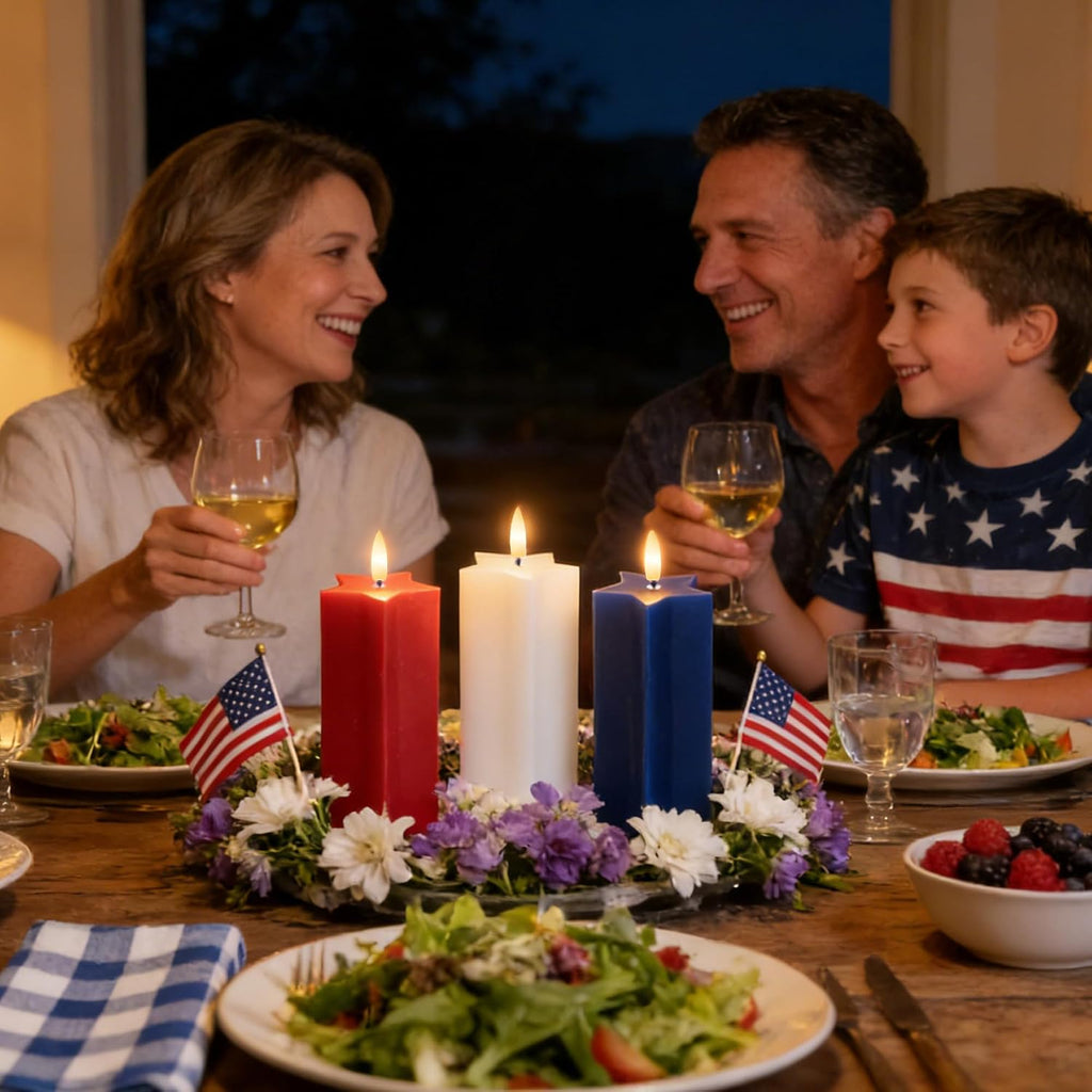 4th of July Flameless Candles with Remote, Red White and Blue LED Candles