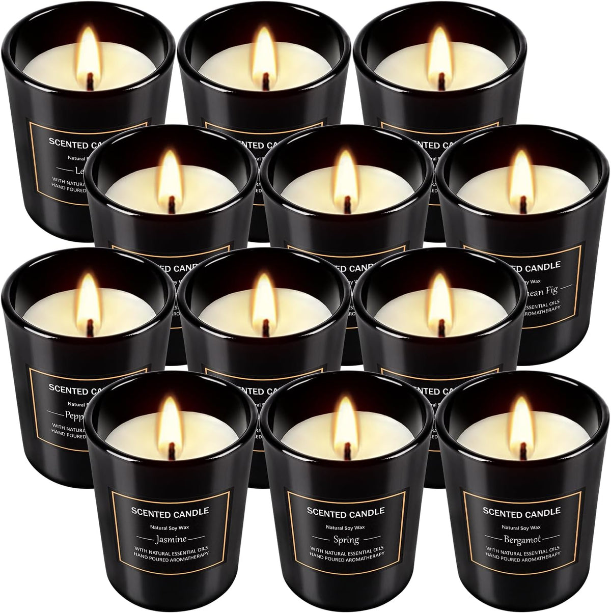 12 Pack Scented Black Candles Gift Set for Dad, Soy Wax Aromatherapy Candles for Home, 12 Masculine Fragrances, Gift from Daughter/Son for June Holiday, Stress Relief & Relaxation for Men