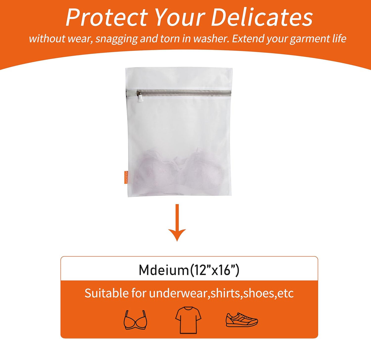 Polecasa Mesh Laundry Bags 3 Pack, 12 x 16" Medium, Fine Mesh