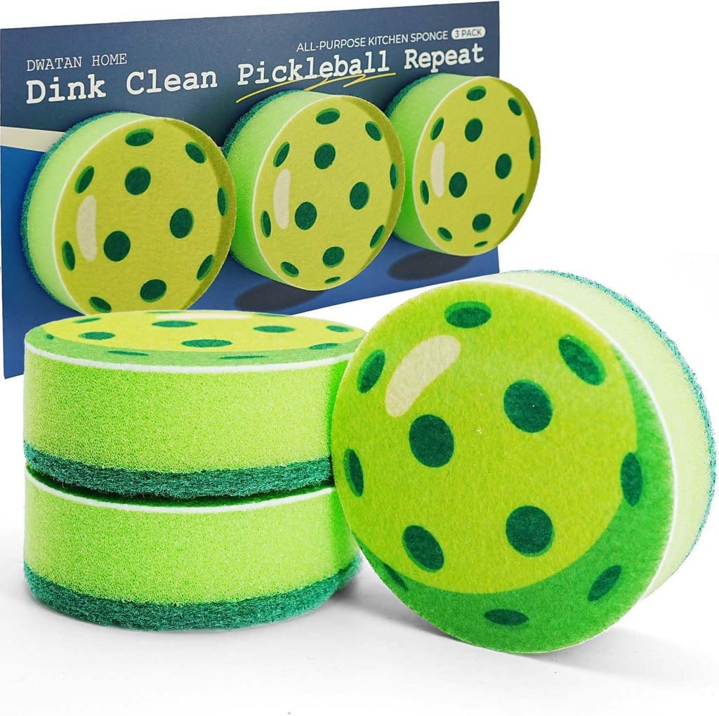 Pickleball Themed Sponges, Perfect Pickleball Gift for All, Set of 2 Layered Sponges, Fun and Unique Pickle Ball Kitchen Decor, Ready-to-Gift Packaging, Green