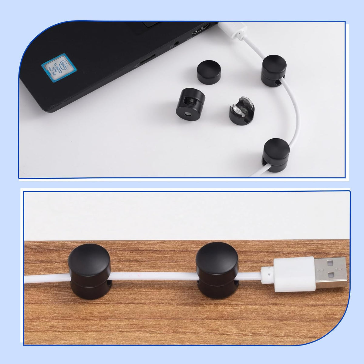 HINZIC 3Sets Cable Anchors for Nightstand, Adhesive Metal Cord Management