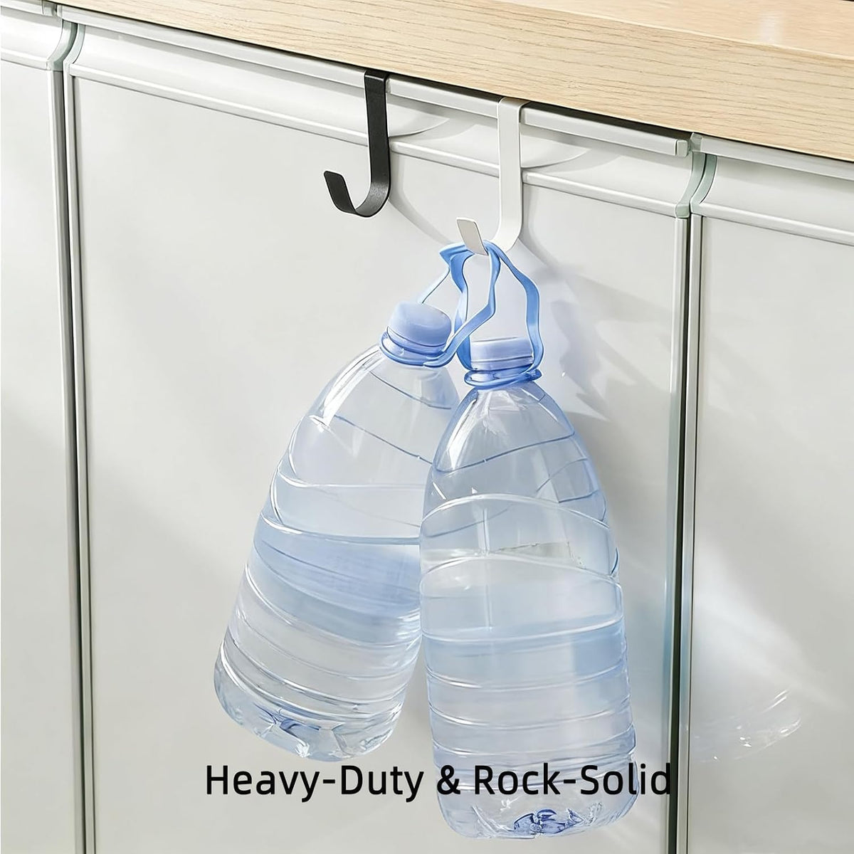 Over Cabinet Door Hooks, 12 Pack White Heavy Duty Metal J-Hooks for Kitchen, Bathroom, Laundry Room, Cabinet Hooks for Hanging, Hold Up to 7 lbs, Space-Saving Organizer