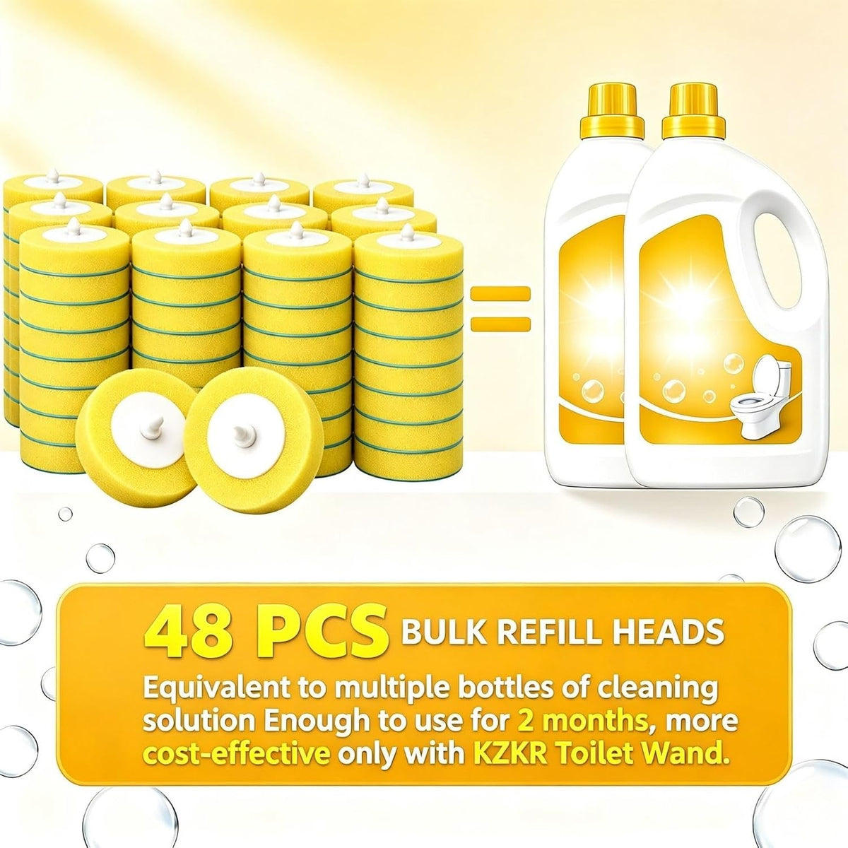 48 Count Disposable Toilet Brush Refills Compatible with KZKR Toilet Wand