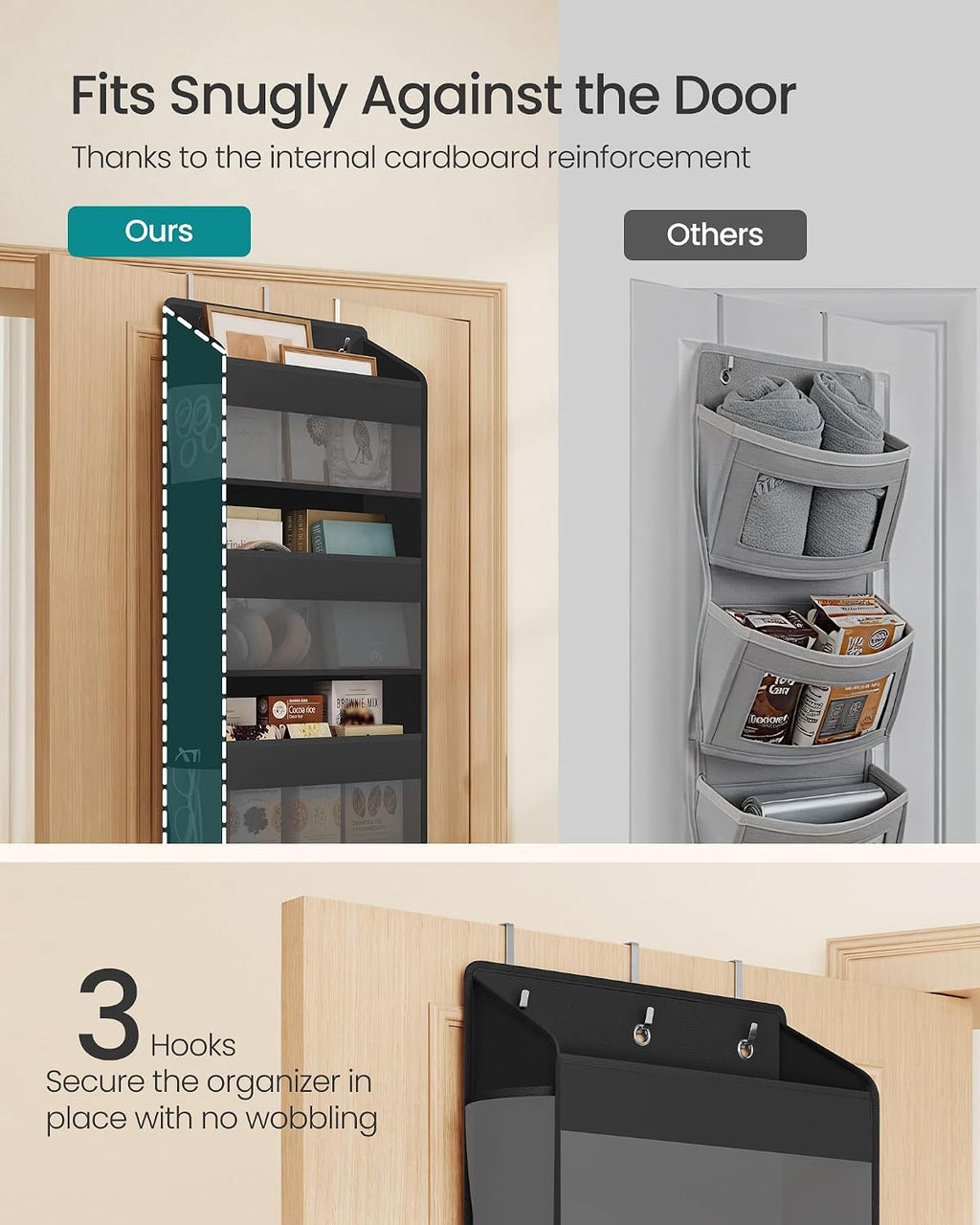 SONGMICS 2 Pack 5-Tier Over-the-Door Organizer, Extra Large Pockets