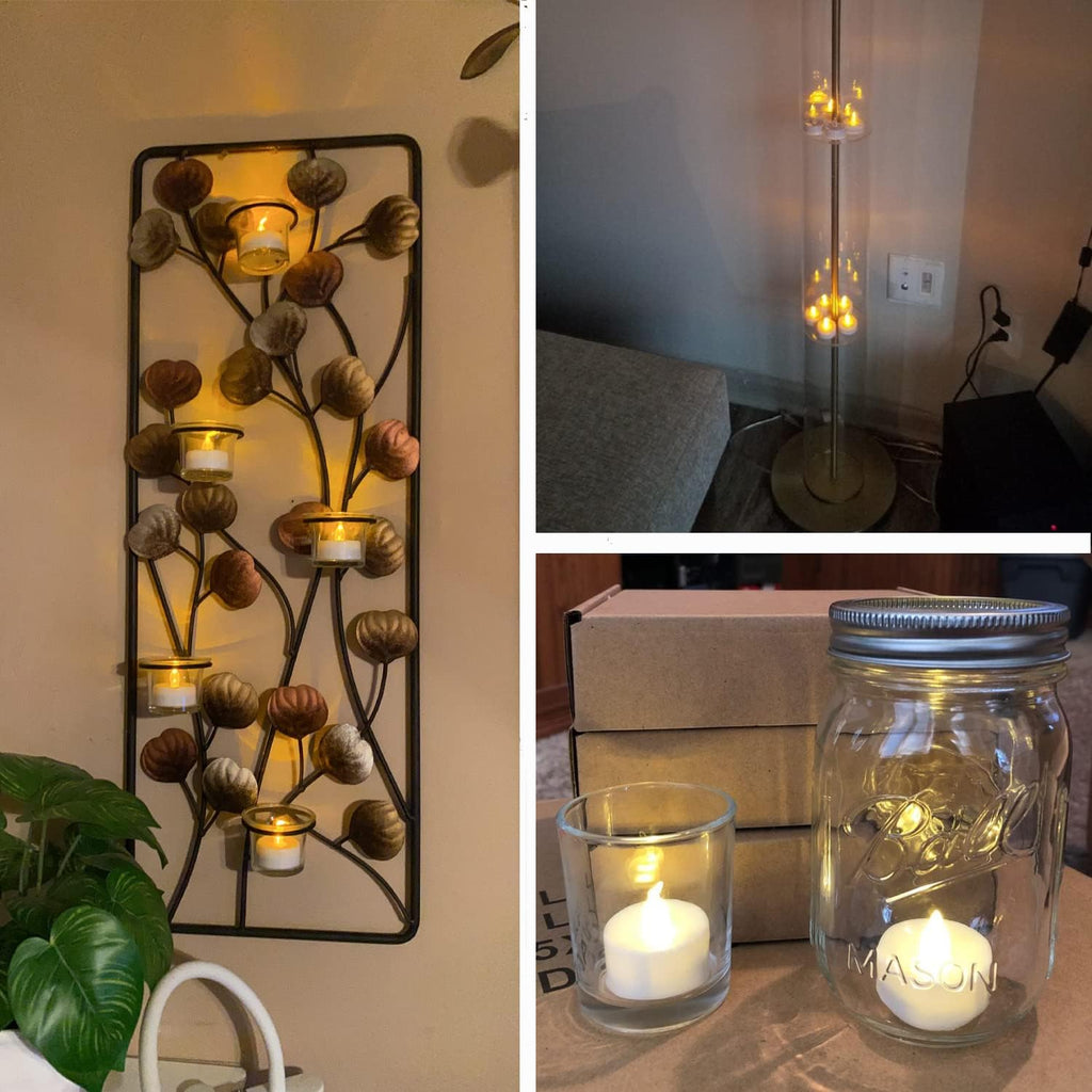 YASENN 12 Pack Rechargeable LED Tealight Candles, Flickering Flameless Tea Lights with Timer, Battery Operated Warm White Color Changing Candles for Holiday Wedding Home Decor