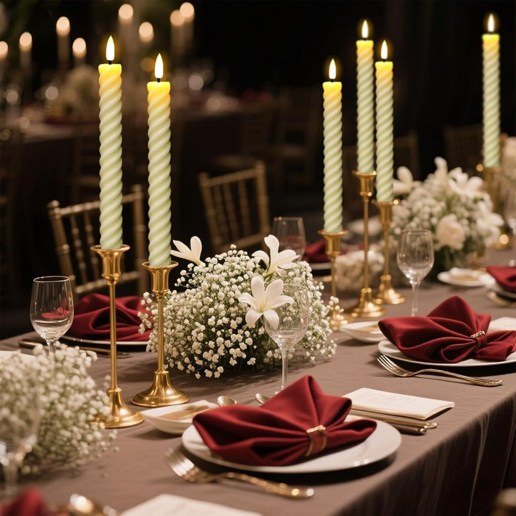 Wondise Real Waxy Flameless Taper Candles with Remote Timer