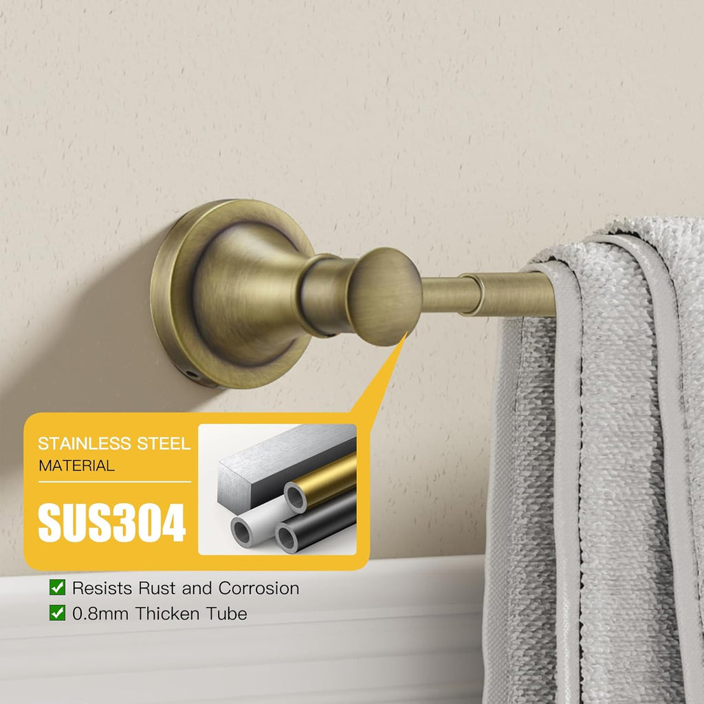 BESy Towel Racks for Bathroom Wall Mounted Bath Towel Bar Antique Brass