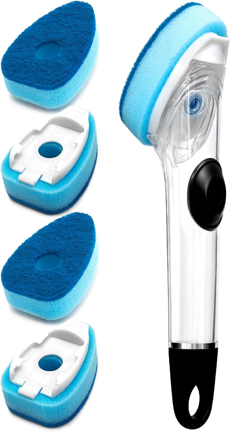 Dish Wand with Handle,Non-Scratch Dishwand Refills Replacement Sponge Heads