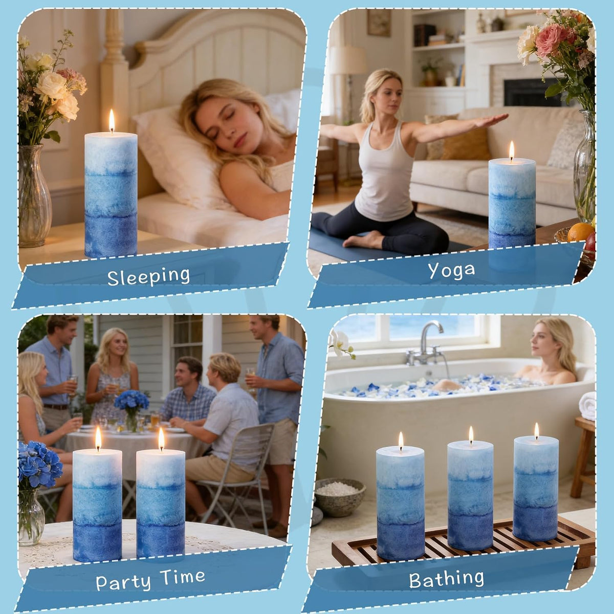 Ocean Scented Pillar Candles,2.8x6 Inch,70 Hour,3 Pack