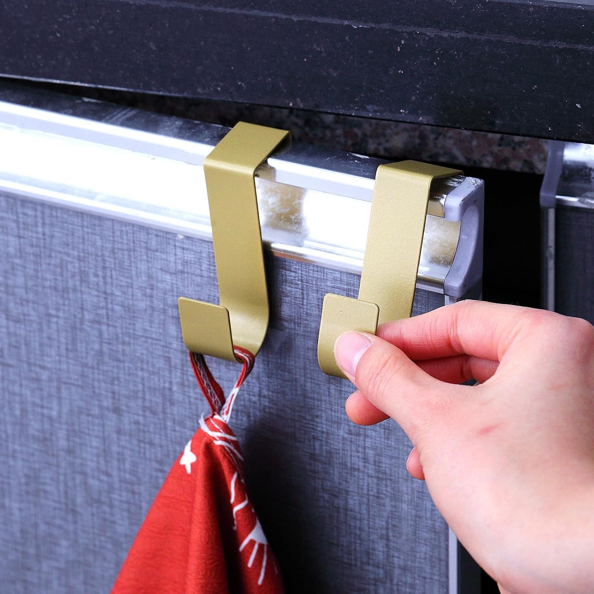 Hotop 12 Pcs Over Door Hooks for Hanging Metal Z Shaped 1 Inch, Gold