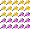 25 Pack G40 Orange and Purple LED Light Bulbs, Shatterproof Plastic Replacement Bulbs, E12 Candelabra Base 0.6W 120V, 2700K Waterproof Outdoor Globe Bulbs for Halloween Decor Patio String Lights