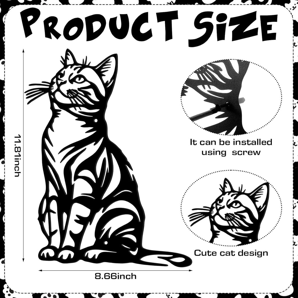 Otoolling Black Cat Wall Art Silhouette Metal Wall Decor, Lovely