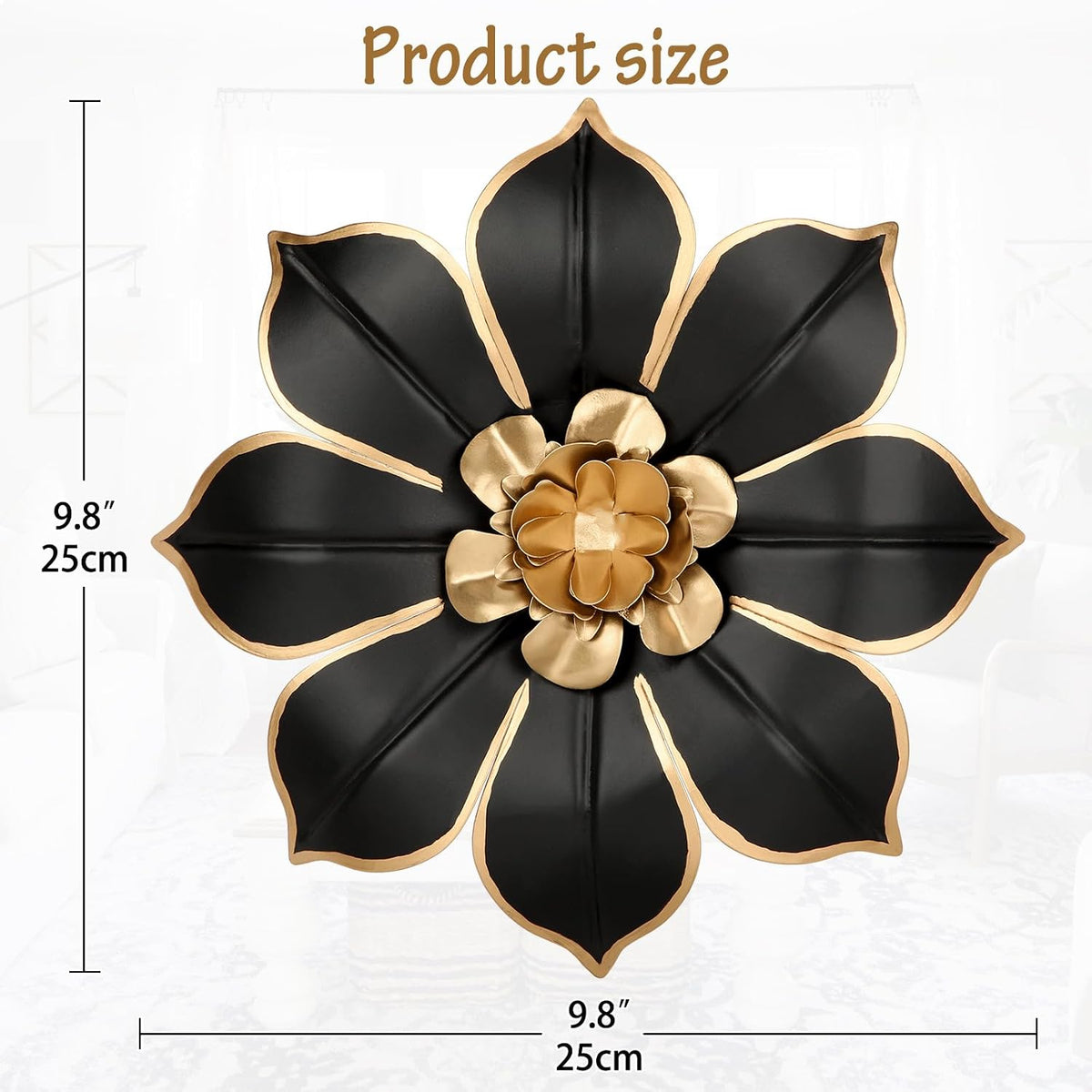 Villa Como 10" Green and Gold Metal Flowers Wall Art Decor Wall Accent 1PC