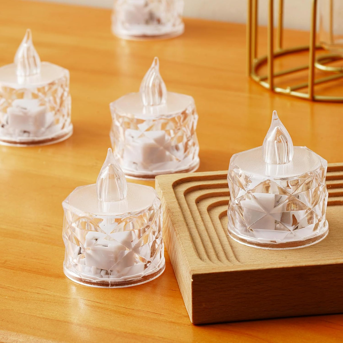 24 Pack Crystal Shaped Flameless Battery Votive Candles
