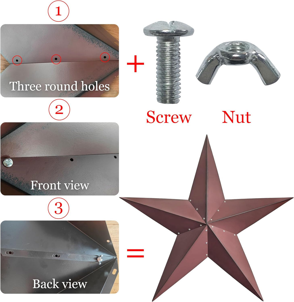 COOZZYHOUR 48Inch Large Metal Barn Star Outdoor Wall art Decor-Americana Exterior House Decor-Metal Star for Outside Texas Stars Art Rustic Vintage Western Country Home Farmhouse Decoration