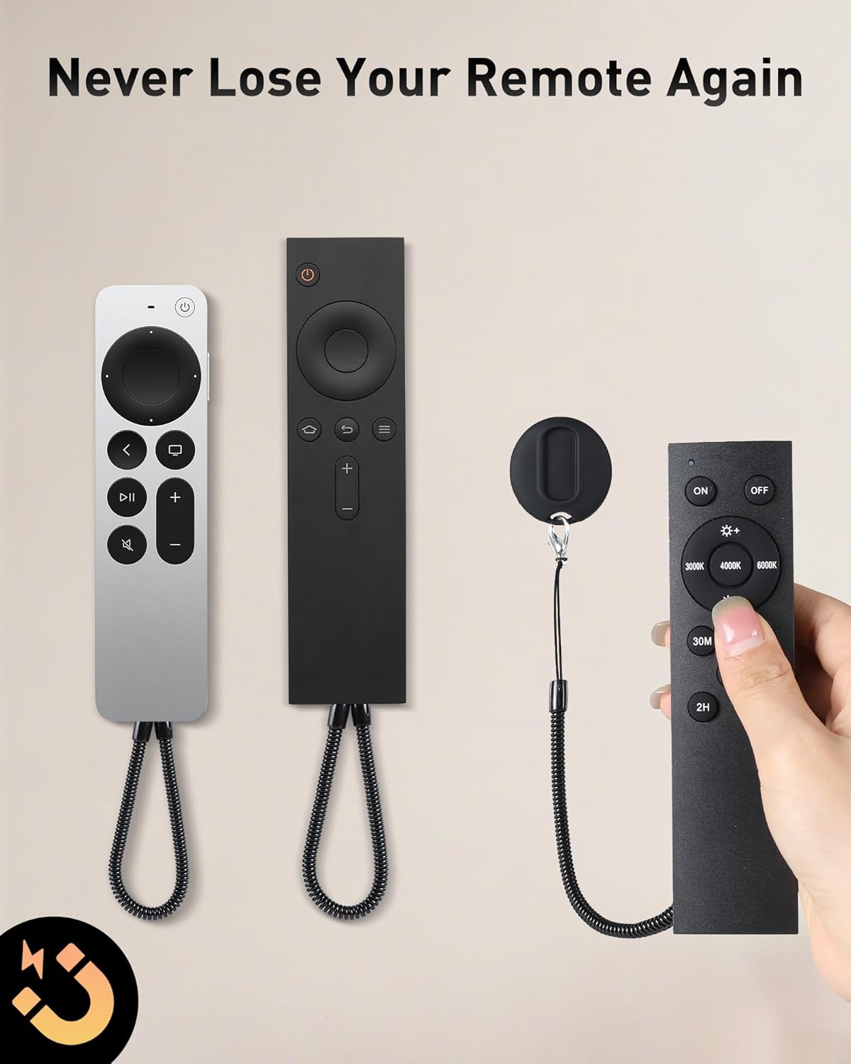 AGPTEK 2-in-1 Magnetic Remote Control Holder Wall Mount, 2 Pack