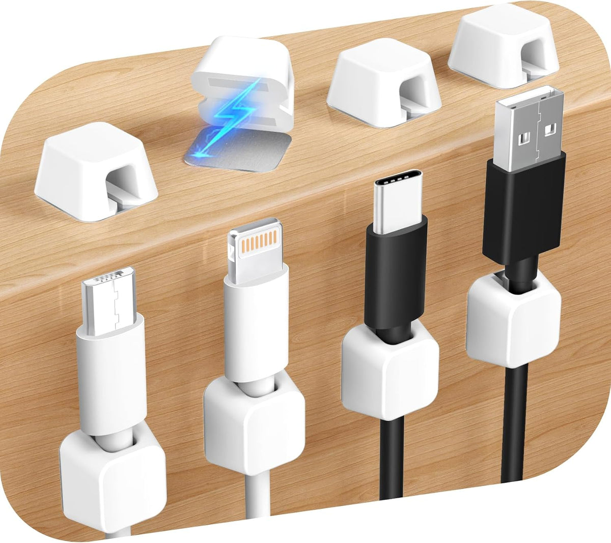 Viaky 8 Pack Magnetic Cord Holder,White Cable Clip for Desk Car Home Office