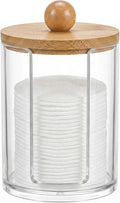 Cotton Round Holder with Bamboo Lid, 10oz Cotton Pad Dispenser