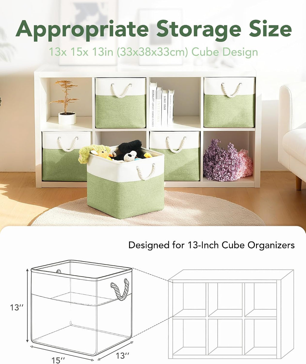 13x15x13 Inch Large Storage Bins with Cotton Rope Handles 6-Pack