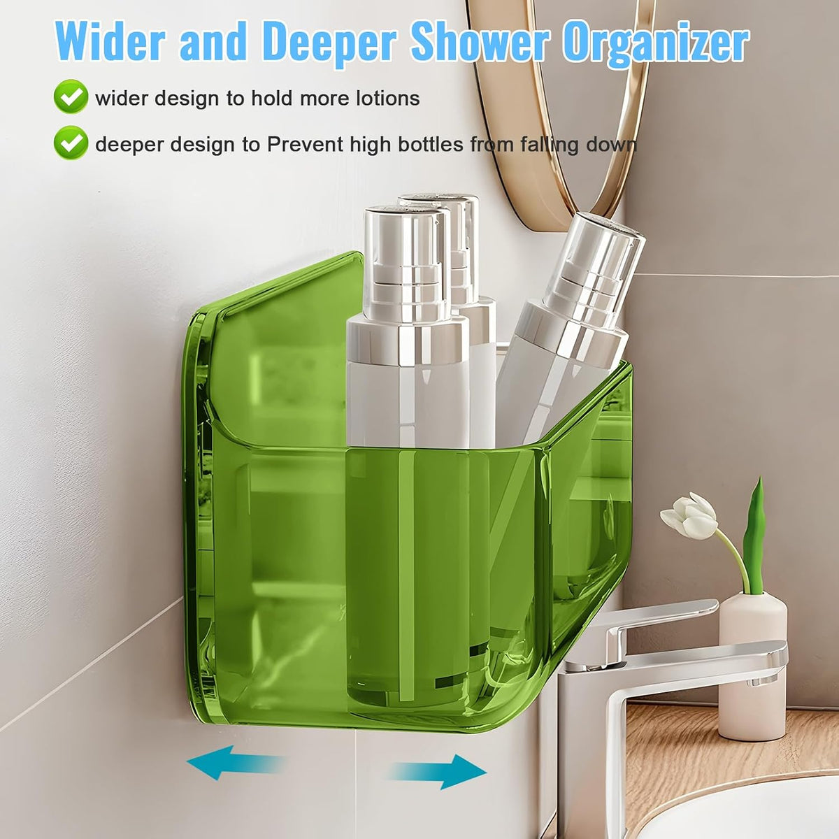 CGBE 2-Pack Cabinet Door Organizer, Self Adhesive Bathroom Shelves, Green