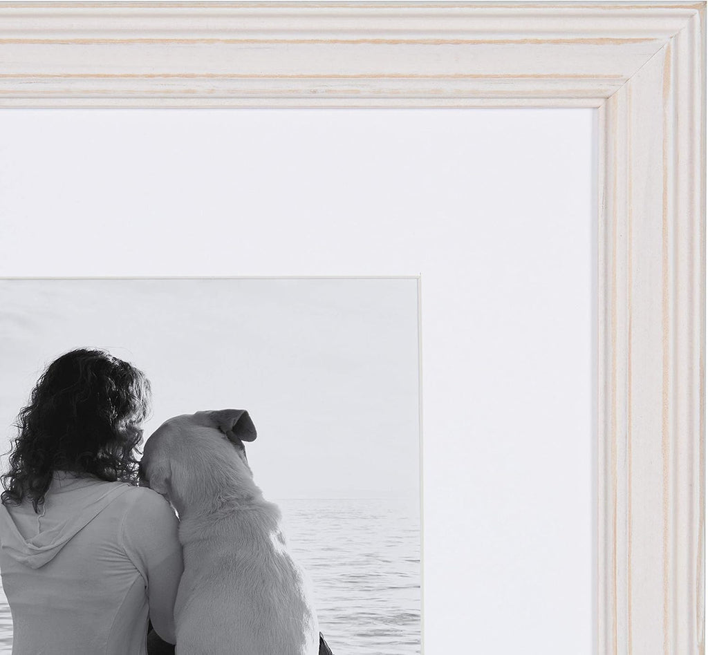 Kate and Laurel Bordeaux Modern Gallery Wall Kit, Set of 10 with Assorted Size Frames with White-Wash Finish