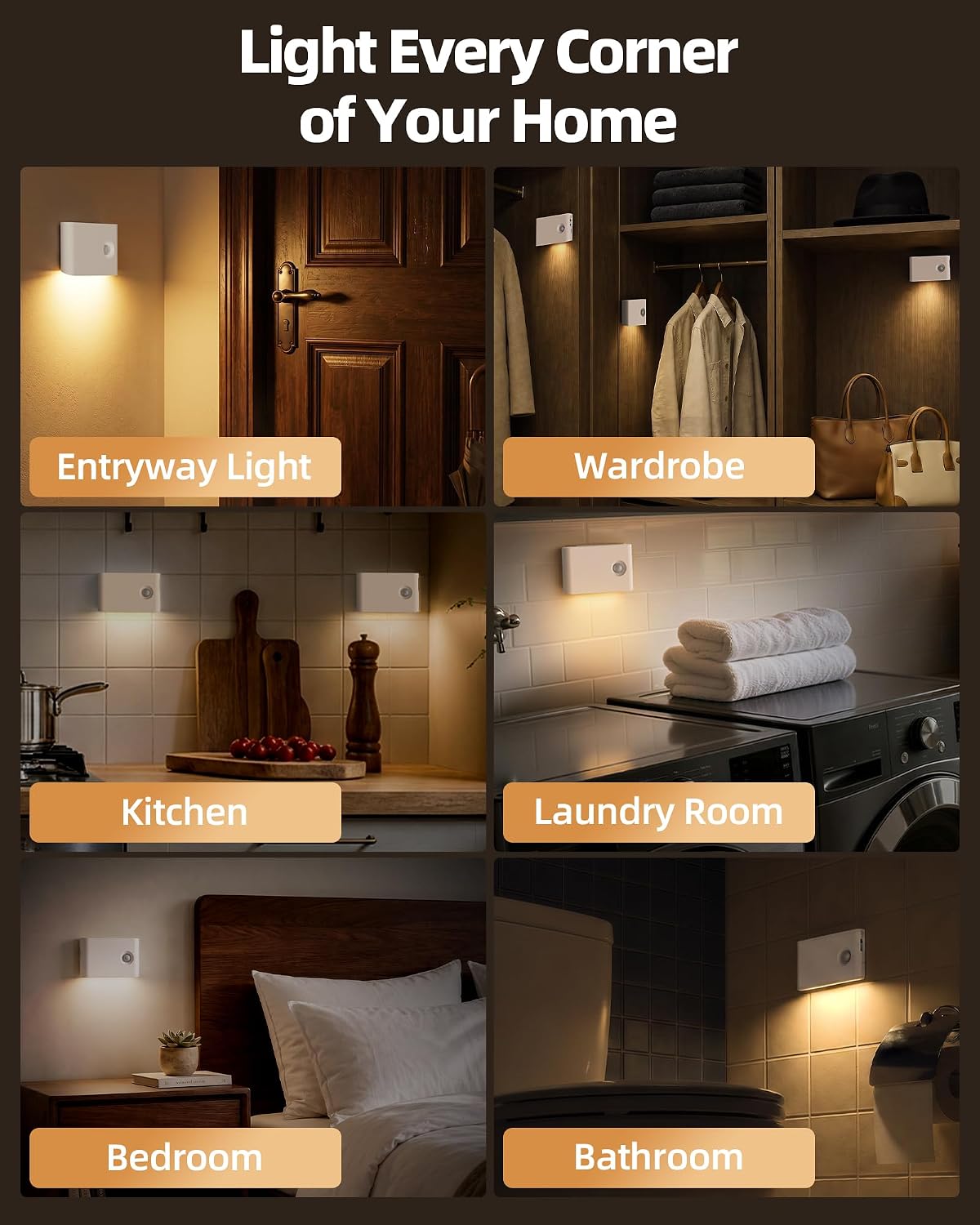 EZVALO Motion Sensor Night Lights, Rechargeable 1500mAh LED Stair Lights with Magnetic & Dimmable, Auto On/Off 3000K Soft White, Stick-On for Stairs, Hallway, Bathroom (4 Pack with Charging Station)