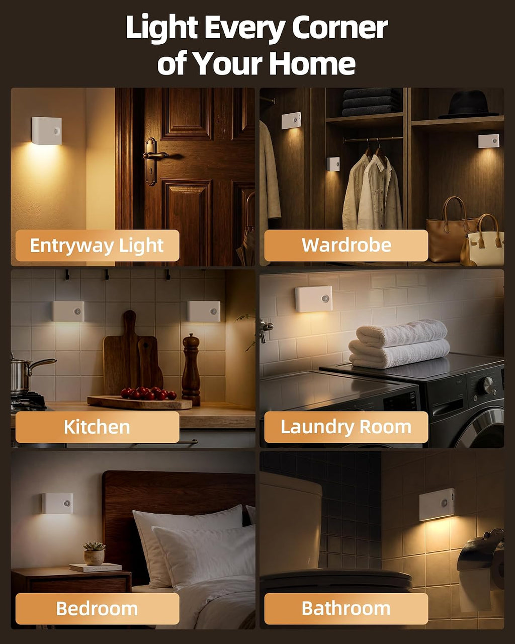 EZVALO Motion Sensor Night Lights, Rechargeable 1500mAh LED Stair Lights with Magnetic & Dimmable, Auto On/Off 3000K Soft White, Stick-On for Stairs, Hallway, Bathroom (8 Pack with Charging Station)