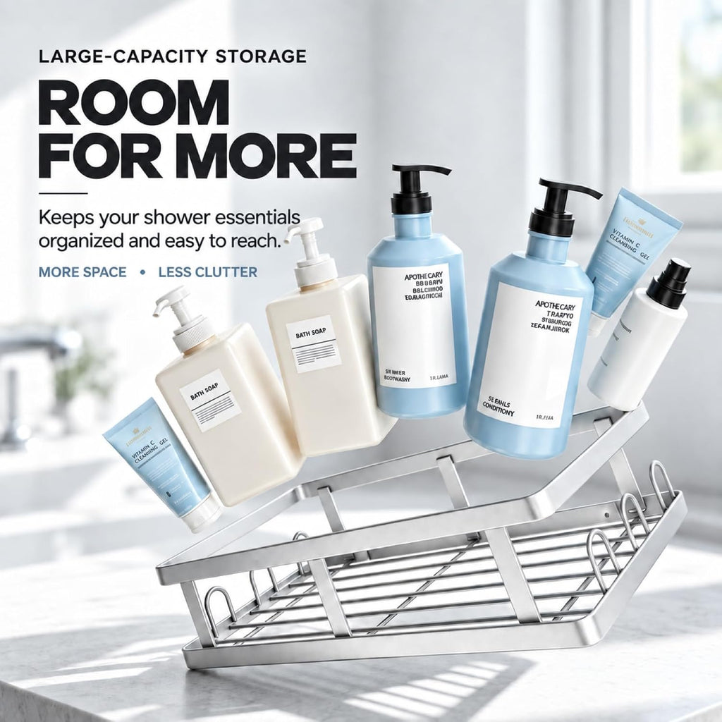 Youvip 6 Pack Shower Shelves, No Drilling Shower Organizers, Silver