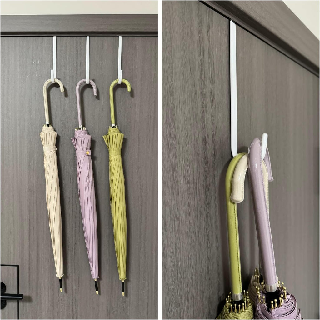 Over Door Hooks White Rubber Coat Steel 4 Pcs Fit 0.5" to 2" Wide Door 7.5"